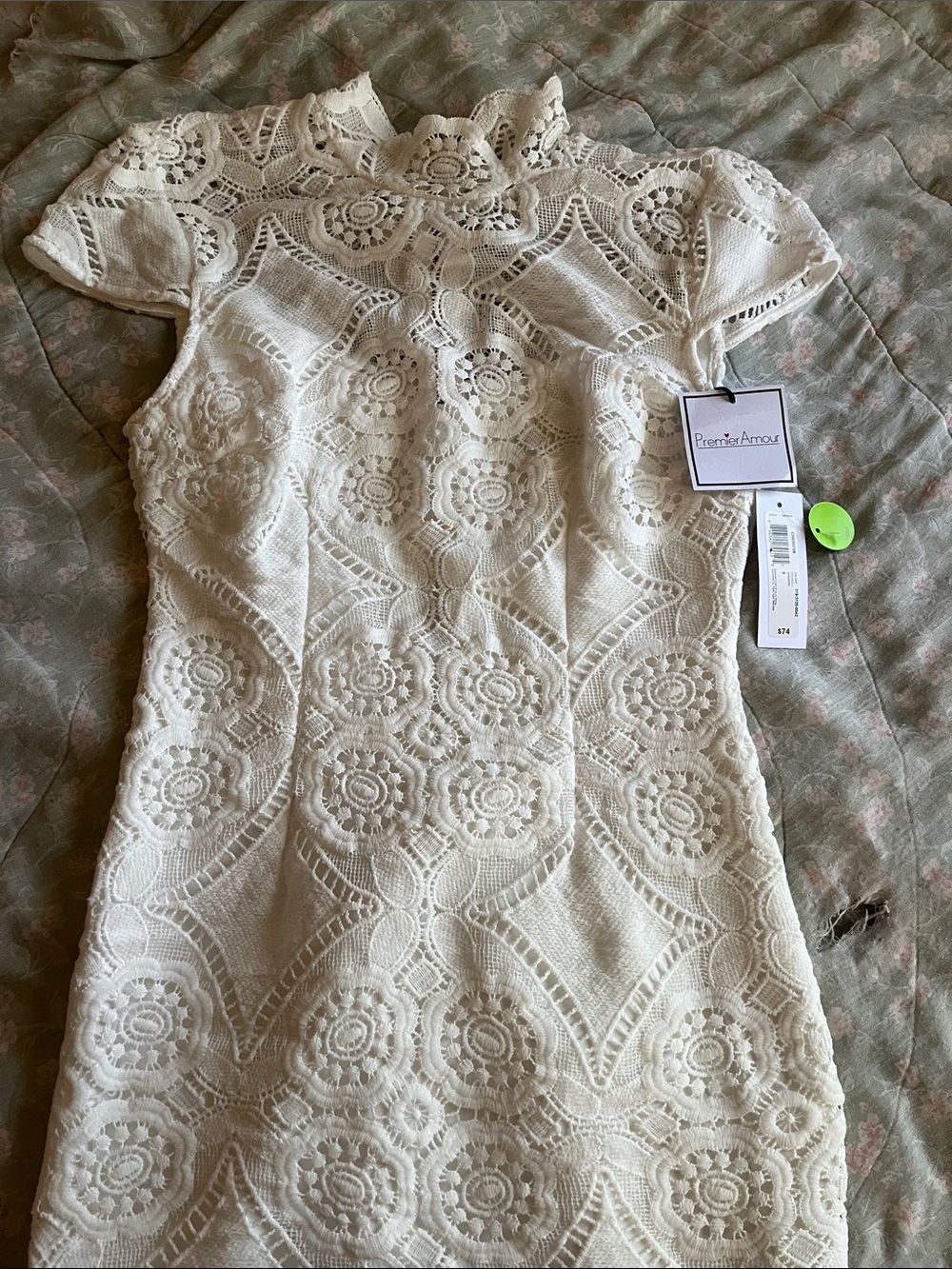 Premier White Crochet Lace Mini Dress